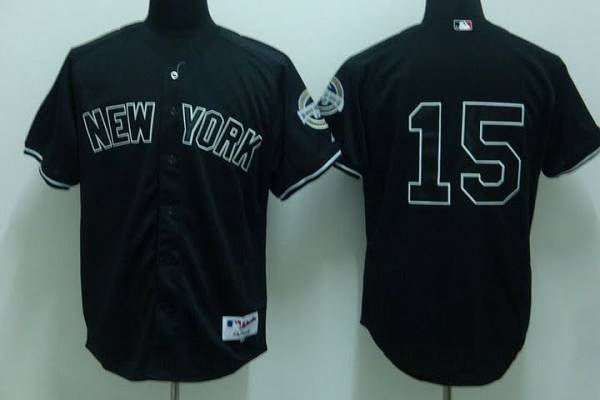 Yankees #15 Thurman Munson Stitched Black MLB Jersey - Click Image to Close
